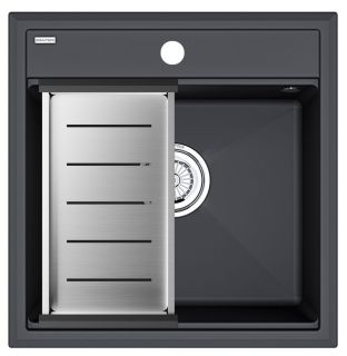 Комплект Paulmark: мойка Stepia 50 и коландер Advance PM115051-AN+A375-BS антрацит/брашированная нержавеющая сталь